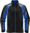 Am image of a Custom Stormtech Youth Warrior Training Jacket in BLACK / ROYAL / WHITE!