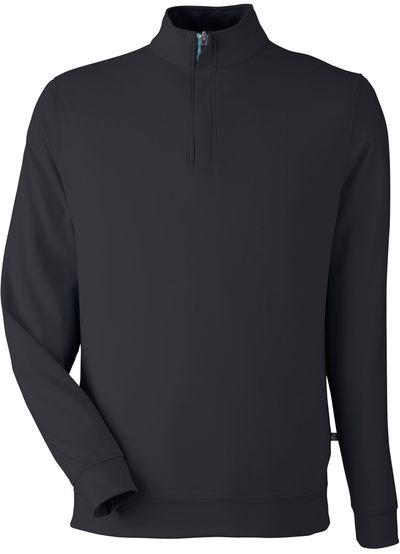 Am image of a Custom Swannies Golf Mens McKinnon Quarter Zip in Black/Marine!