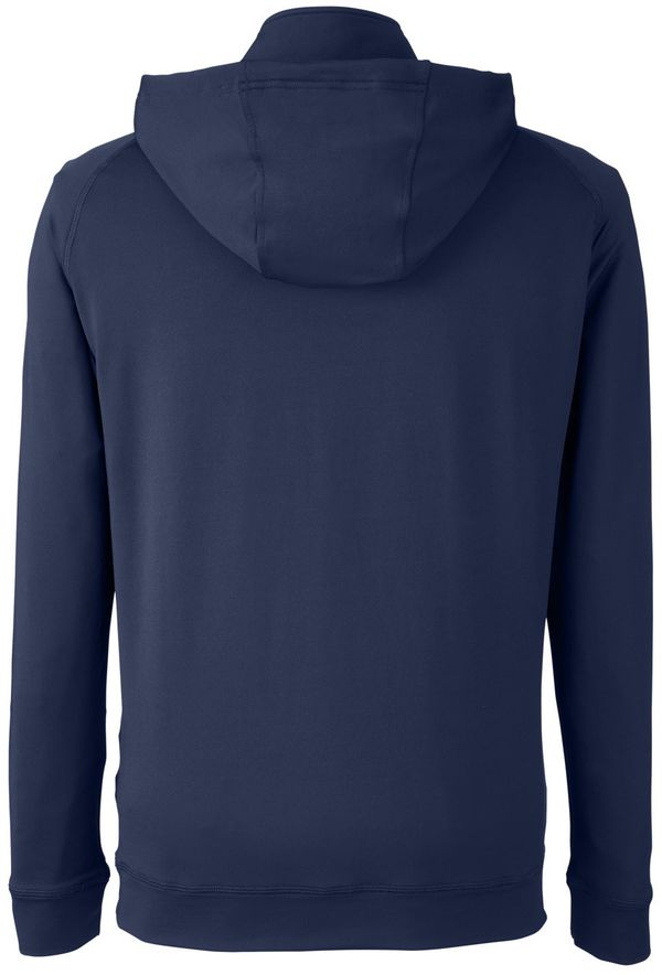 Am image of a Custom Swannies Golf Mens Vandyke Quarter Zip Hooded Sweatshirt in Navy!