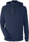 Am image of a Custom Swannies Golf Mens Vandyke Quarter Zip Hooded Sweatshirt in Navy!