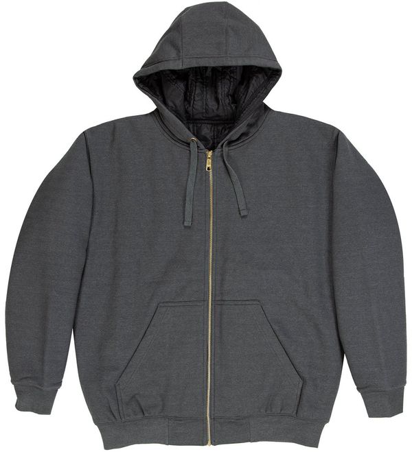 Am image of a Custom Berne Mens Glacier Hooded Full Zip Hooded Jacket in Graphite!