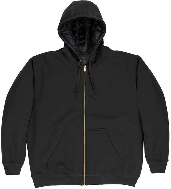 Am image of a Custom Berne Mens Glacier Hooded Full Zip Hooded Jacket in Black!