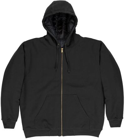 Am image of a Custom Berne Mens Glacier Hooded Full Zip Hooded Jacket in Black!