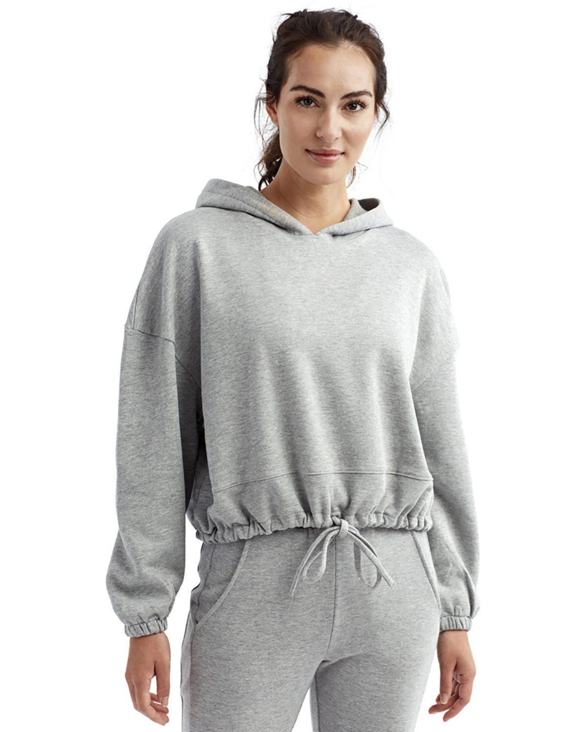 TriDri Ladies Maria Cropped Hoodie in HEATHER GREY