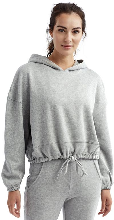 Am image of a Custom TriDri Ladies Maria Cropped Hoodie in HEATHER GREY!