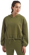 Am image of a Custom TriDri Ladies Maria Cropped Hoodie in OLIVE!