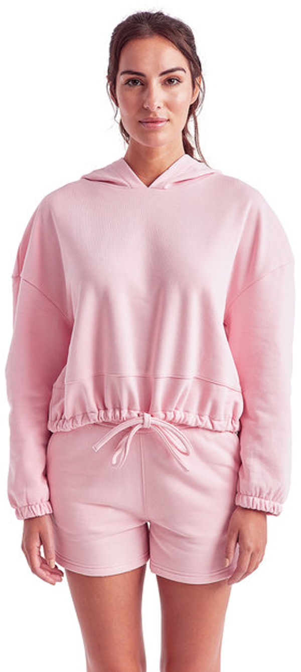 Am image of a Custom TriDri Ladies Maria Cropped Hoodie in Light Pink!