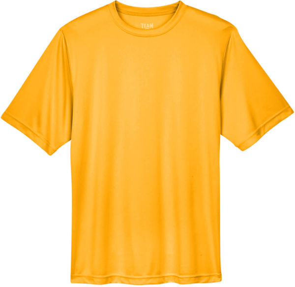 Am image of a Custom Team 365 Men's Zone Performance T Shirt in Athletic Gold!