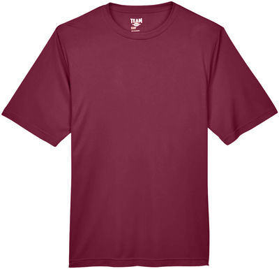Am image of a Custom Team 365 Men's Zone Performance T Shirt in Sport Maroon!