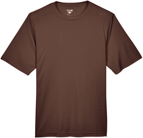 Am image of a Custom Team 365 Men's Zone Performance T Shirt in Sport Dark Brown!