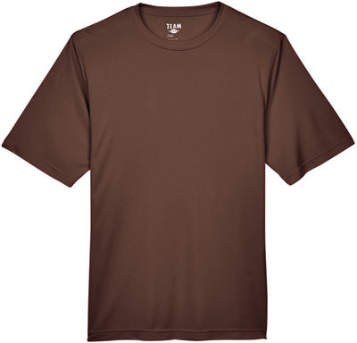 Am image of a Custom Team 365 Men's Zone Performance T Shirt in Sport Dark Brown!