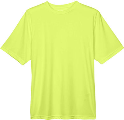 Am image of a Custom Team 365 Men's Zone Performance T Shirt in Safety Yellow!