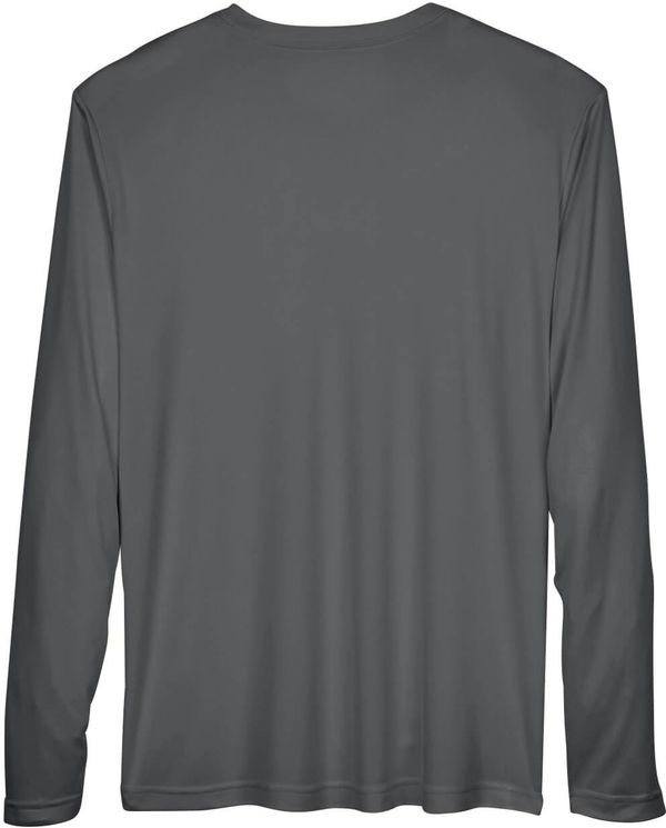 Am image of a Custom Team 365 Men's Zone Performance Long Sleeve T Shirt in Sport Graphite!