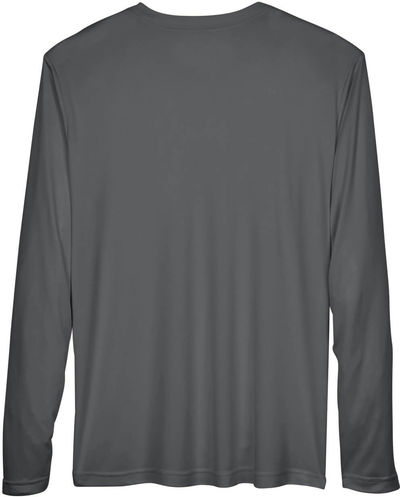 Am image of a Custom Team 365 Men's Zone Performance Long Sleeve T Shirt in Sport Graphite!