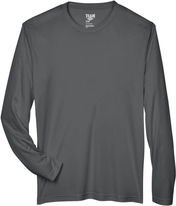 Am image of a Custom Team 365 Men's Zone Performance Long Sleeve T Shirt in Sport Graphite!