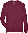 Am image of a Custom Team 365 Men's Zone Performance Long Sleeve T Shirt in Sport Maroon!