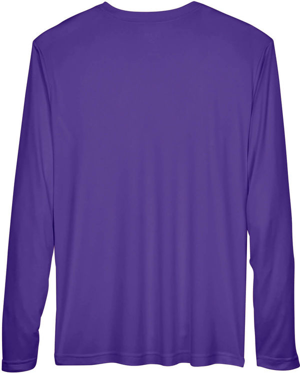 Am image of a Custom Team 365 Men's Zone Performance Long Sleeve T Shirt in Sport Purple!