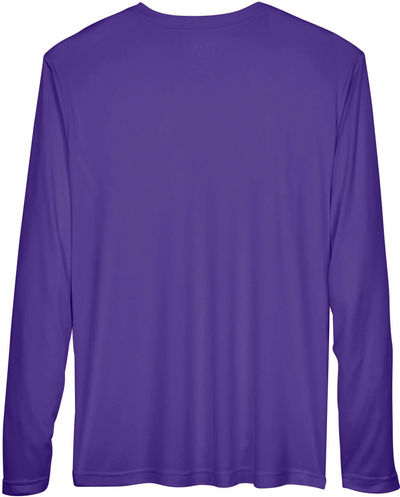Am image of a Custom Team 365 Men's Zone Performance Long Sleeve T Shirt in Sport Purple!