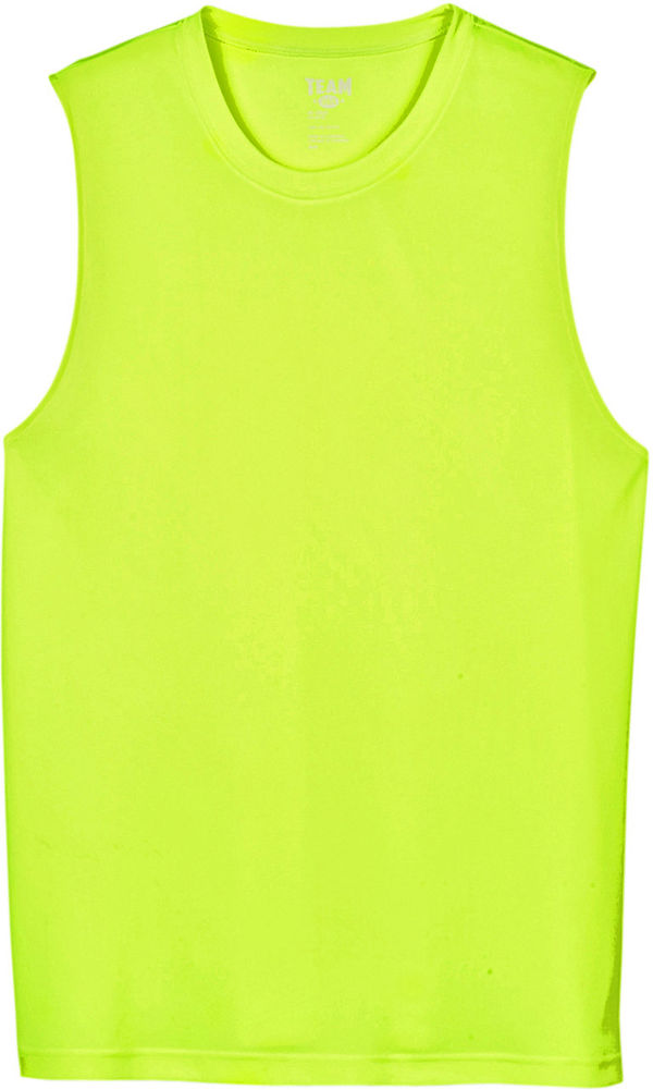 Am image of a Custom Team 365 Mens Zone Performance Muscle TShirt in Safety Yellow!