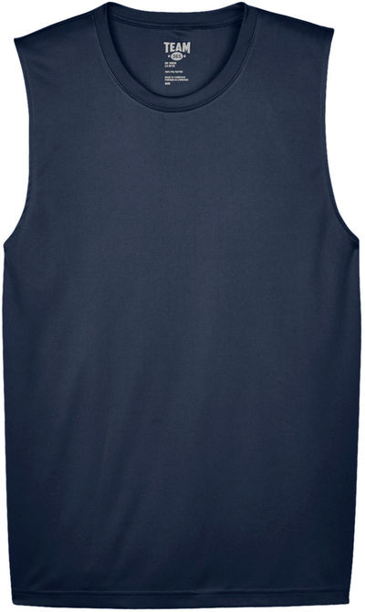 Am image of a Custom Team 365 Mens Zone Performance Muscle TShirt in Sport Dark Navy!
