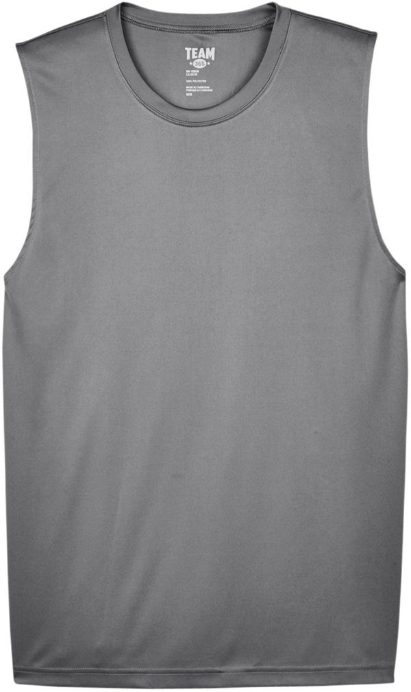 Am image of a Custom Team 365 Mens Zone Performance Muscle TShirt in Sport Graphite!