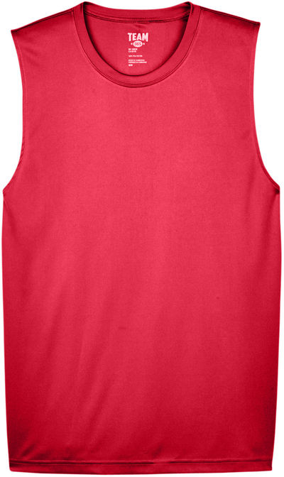 Am image of a Custom Team 365 Mens Zone Performance Muscle TShirt in Sport Red!