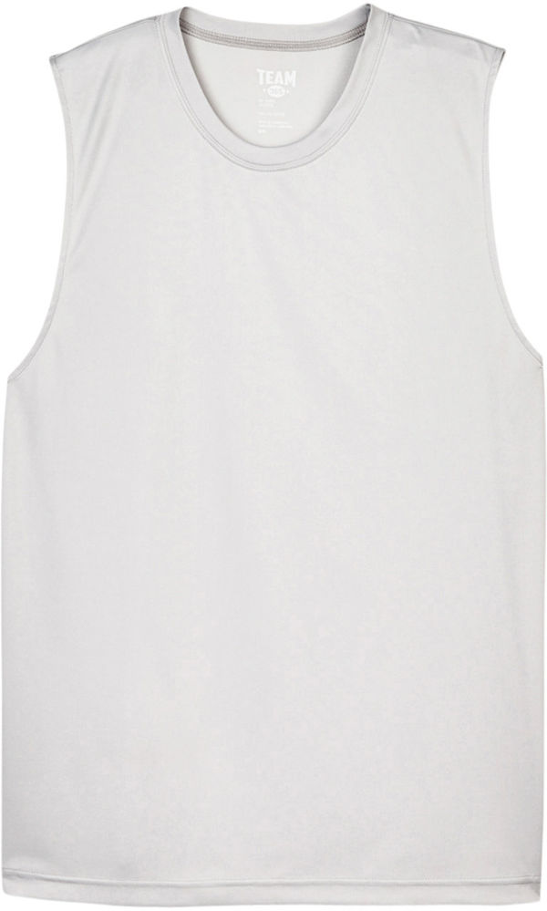 Am image of a Custom Team 365 Mens Zone Performance Muscle TShirt in Sport Silver!
