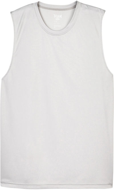 Am image of a Custom Team 365 Mens Zone Performance Muscle TShirt in Sport Silver!