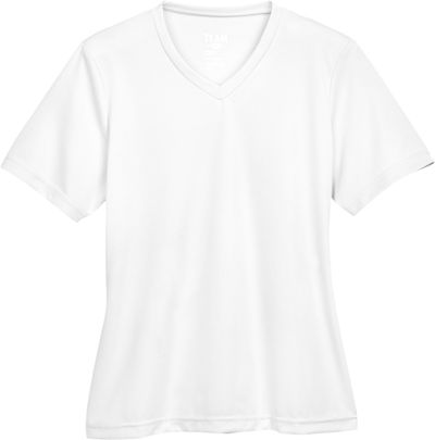 Am image of a Custom Team 365 Ladies' Zone Performance T Shirt in White!