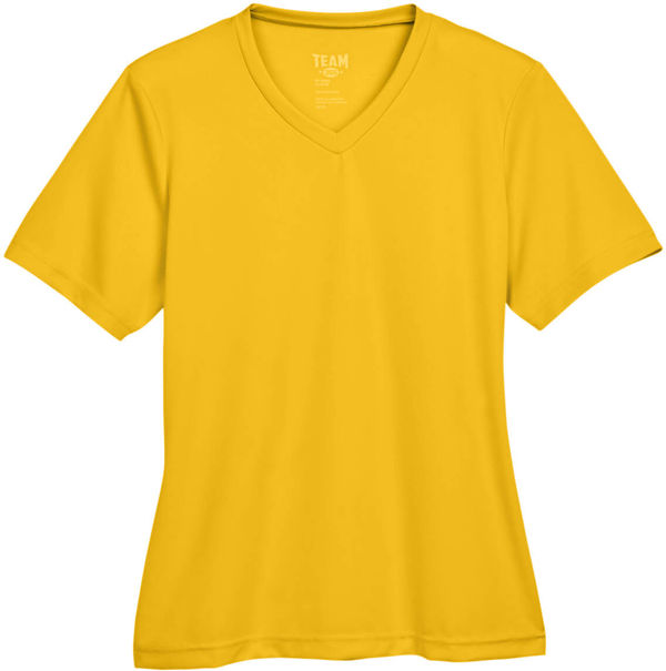 Am image of a Custom Team 365 Ladies' Zone Performance T Shirt in Athletic Gold!