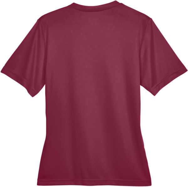Am image of a Custom Team 365 Ladies' Zone Performance T Shirt in Sport Maroon!