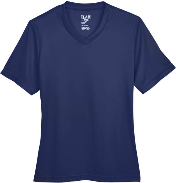 Am image of a Custom Team 365 Ladies' Zone Performance T Shirt in Sport Dark Navy!