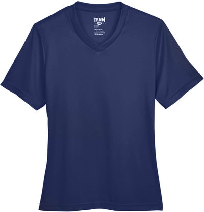 Am image of a Custom Team 365 Ladies' Zone Performance T Shirt in Sport Dark Navy!