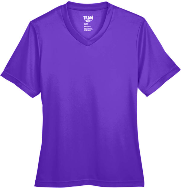 Am image of a Custom Team 365 Ladies' Zone Performance T Shirt in Sport Purple!