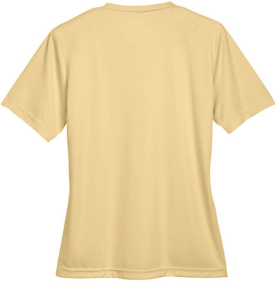 Am image of a Custom Team 365 Ladies' Zone Performance T Shirt in Sport Vegas Gold!