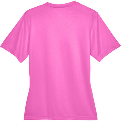 Am image of a Custom Team 365 Ladies' Zone Performance T Shirt in Charity Pink!