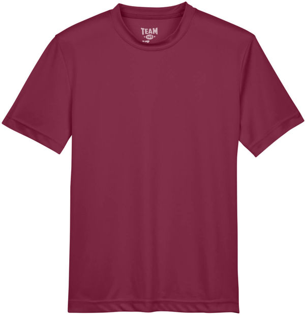 Am image of a Custom Team 365 Youth Zone Performance T Shirt in Sport Maroon!