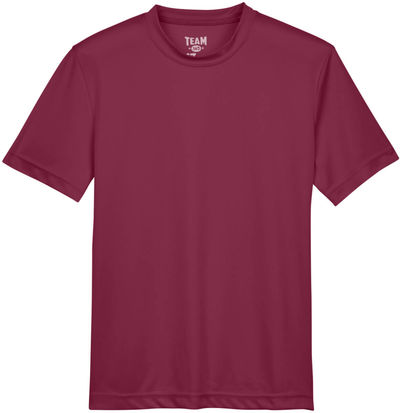 Am image of a Custom Team 365 Youth Zone Performance T Shirt in Sport Maroon!