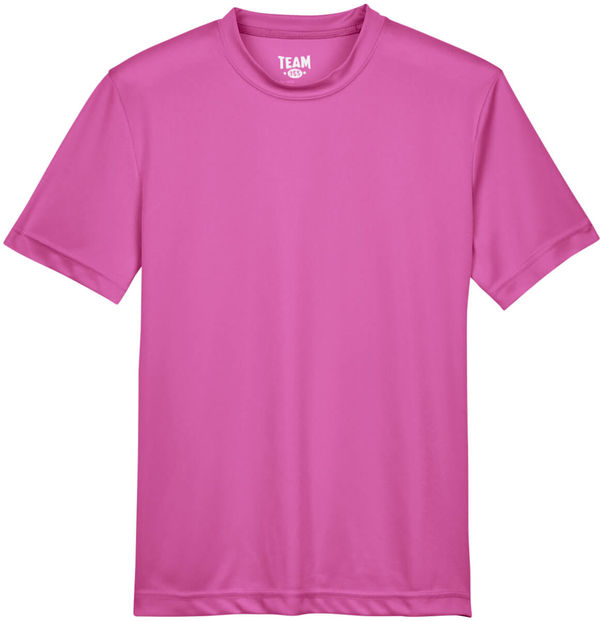 Am image of a Custom Team 365 Youth Zone Performance T Shirt in Charity Pink!