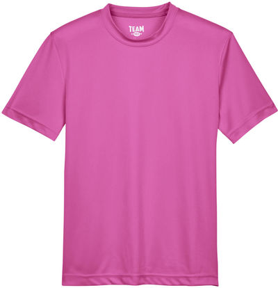 Am image of a Custom Team 365 Youth Zone Performance T Shirt in Charity Pink!