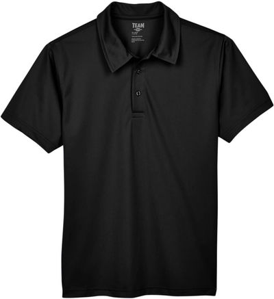 Am image of a Custom Team 365 Men's Command Snag Protection Polo in Black!