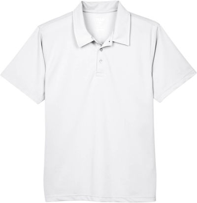 Am image of a Custom Team 365 Men's Command Snag Protection Polo in White!