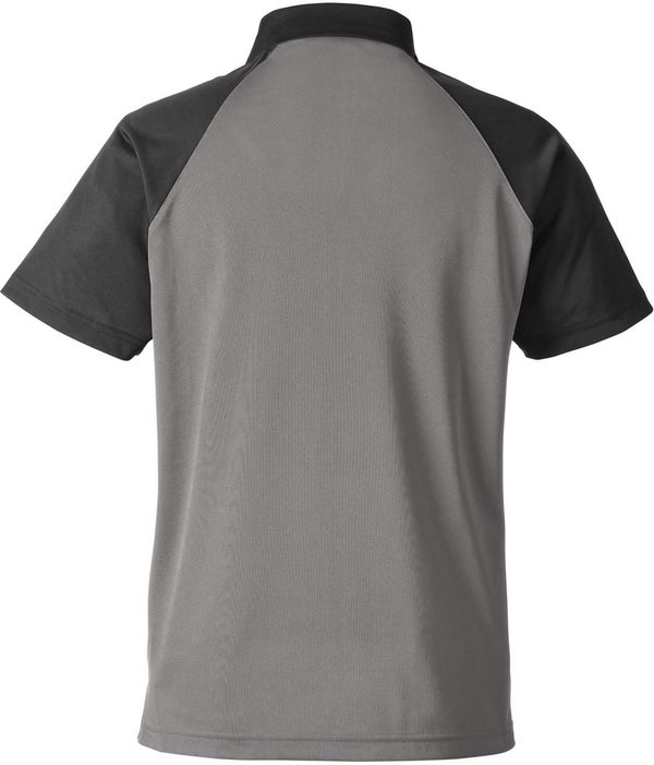 Am image of a Custom Team 365 Men's Command Snag Protection Colorblock Polo in Sprt Grapht/Blk!