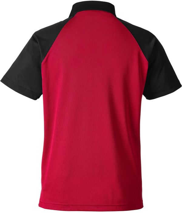 Am image of a Custom Team 365 Men's Command Snag Protection Colorblock Polo in Sport Red/Black!