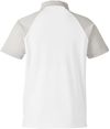 Am image of a Custom Team 365 Men's Command Snag Protection Colorblock Polo in White/SP Silver!