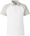 Am image of a Custom Team 365 Men's Command Snag Protection Colorblock Polo in White/SP Silver!