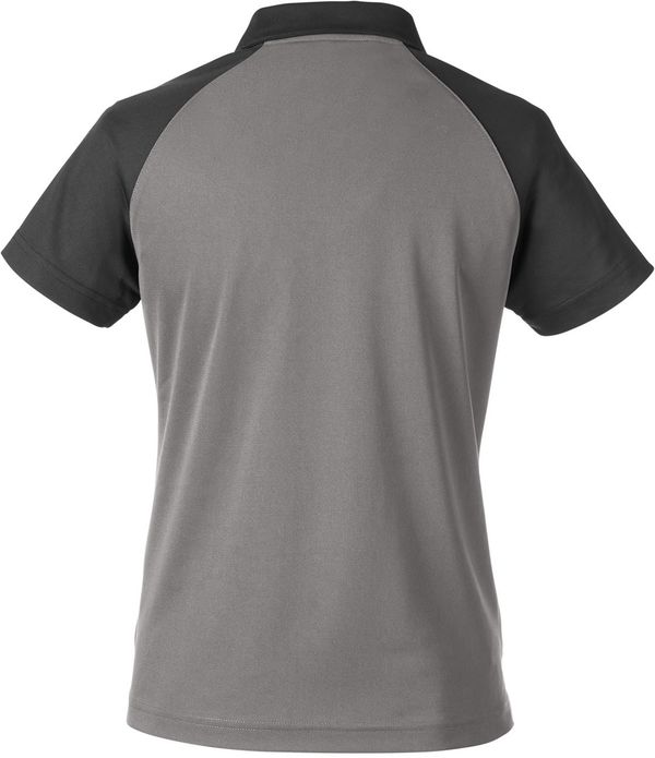 Am image of a Custom Team 365 Ladies' Command Snag Protection Colorblock Polo in Sprt Grapht/Blk!