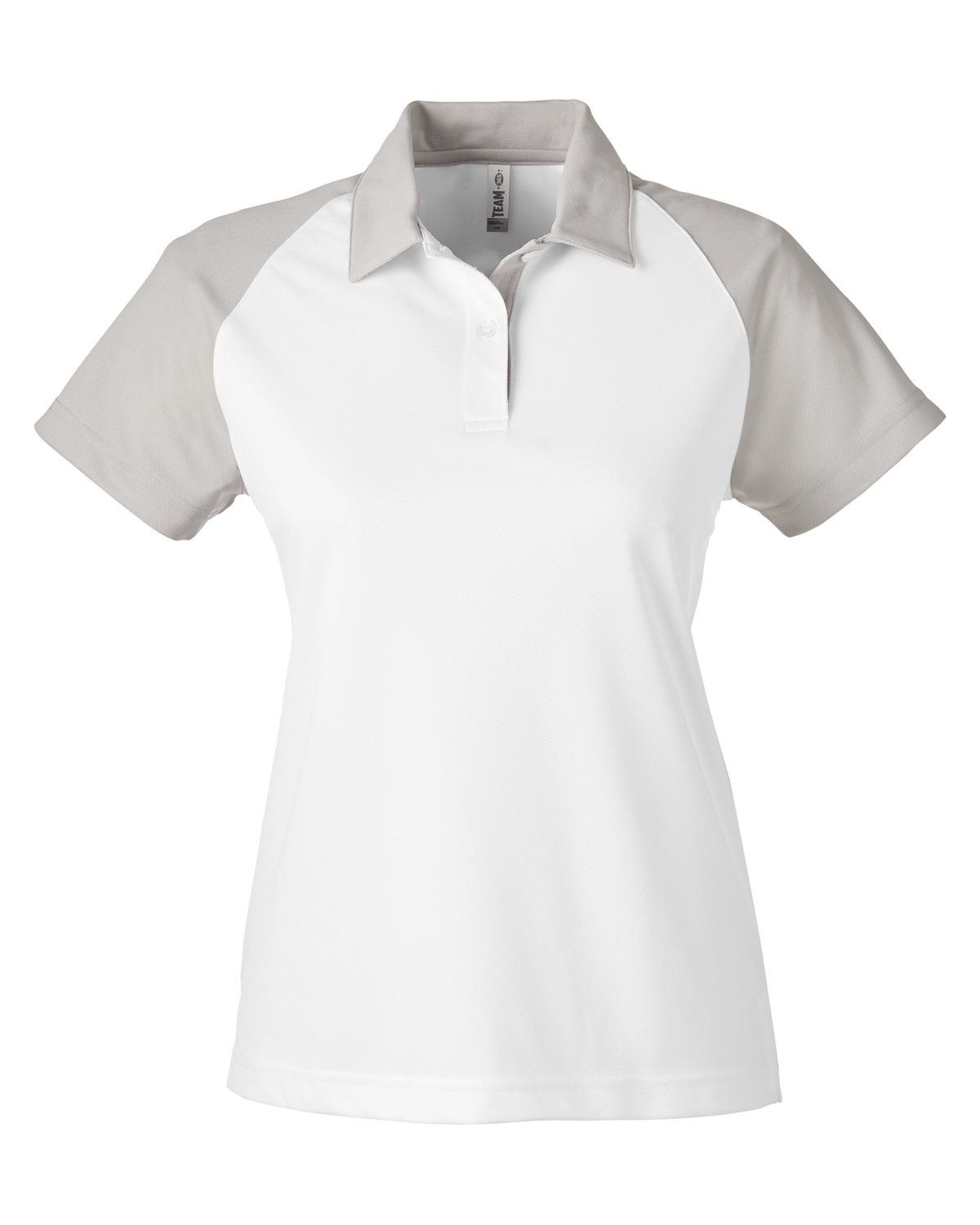 Team 365 Ladies' Command Snag Protection Colorblock Polo in White/SP Silver