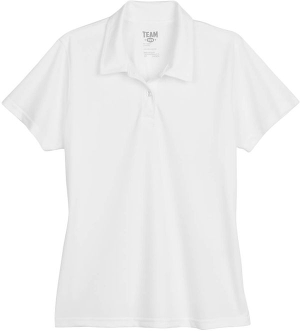 Am image of a Custom Team 365 Ladies' Command Snag Protection Polo in White!