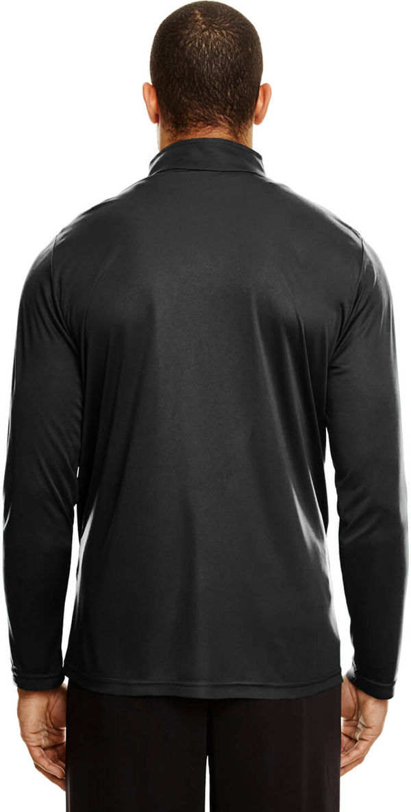 Am image of a Custom Team 365 Men's Zone Performance Quarter Zip in Black!